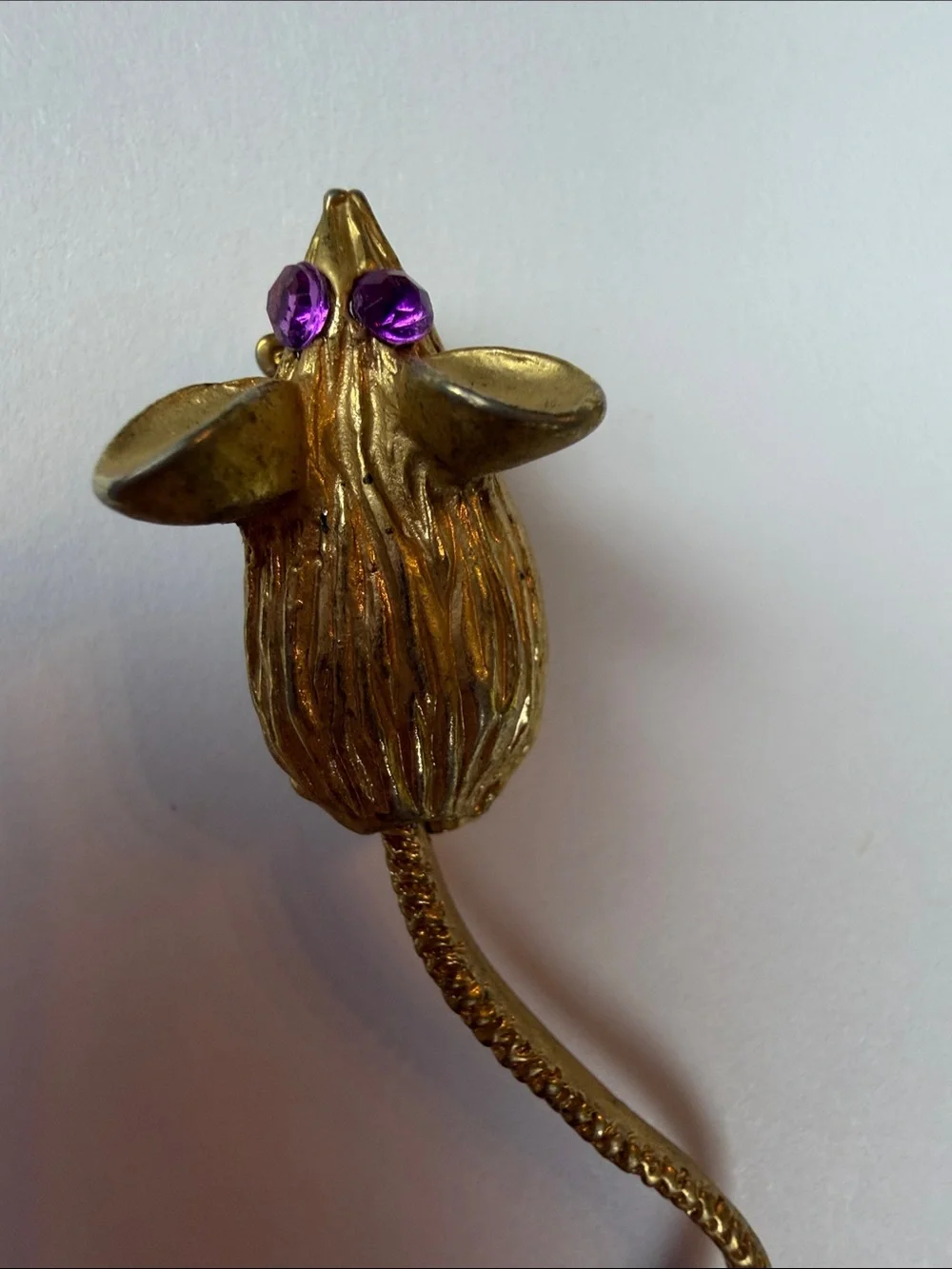 Vintage Gold Mouse pin with Purple Crystal Eyes and wiggle tail ;)